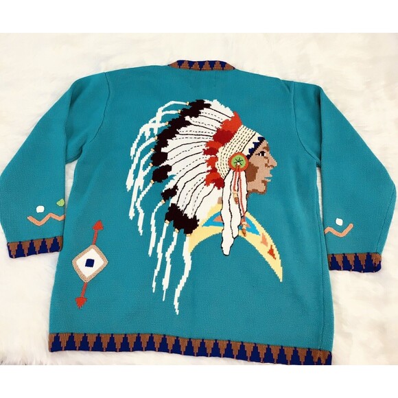 Vintage J Two New York Sz XL Sweater Native American Cardigan Knit Women’s - Picture 7 of 9
